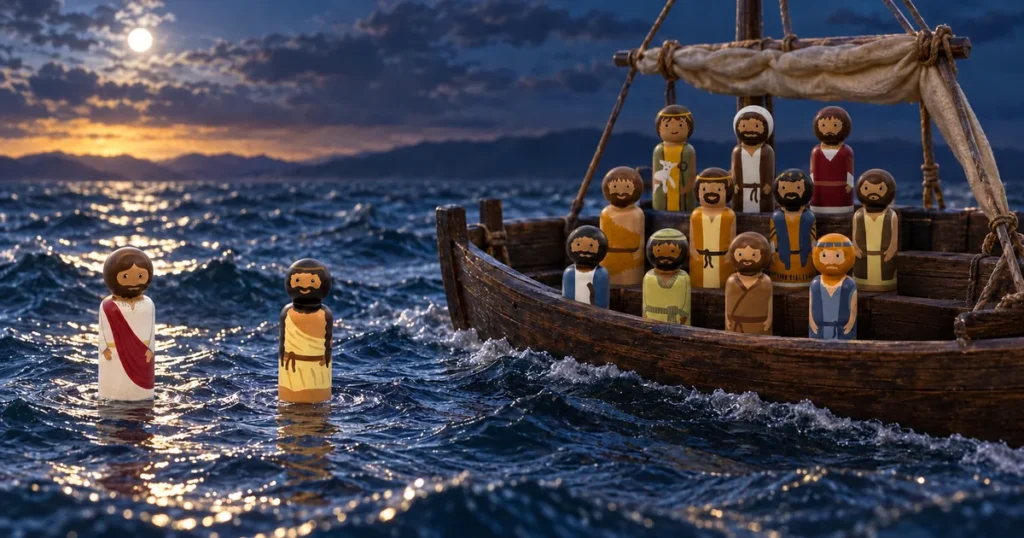 Jesus walks on water – Matthew 14:22–33; Mark 6:45–52; John 6:16–21