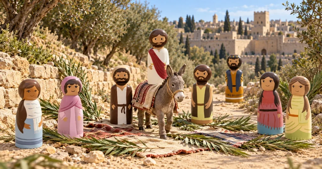 Triumphal entry – Matthew 21:1–11; Mark 11:1–11; Luke 19:28–44; John 12:12–19