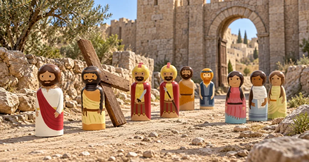Simon of Cyrene carries the cross – Luke 23:26–32; Matthew 27:32; Mark 15:21