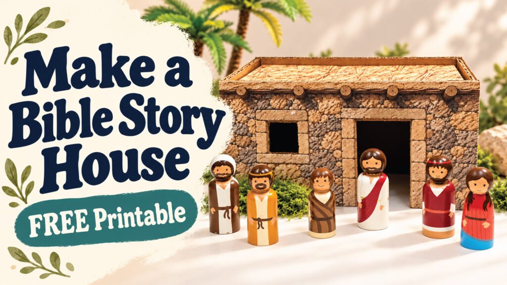 Printable Bible times house with Storytelling Peg People for Jesus healing the paralysed man